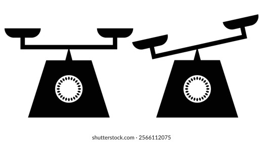 Scales of Justice icon Law and justice icons set elements Flat. Scales icon set . Law scale icon. Justice sign. Line icons about length, weight and volume. Design eps 10