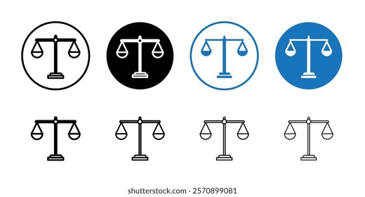 Scales of justice icon linear logo isolated