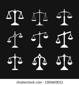 Scales of justice icon logo, illustration, vector sign symbol for design