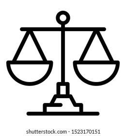 Scales of justice icon. Outline scales of justice vector icon for web design isolated on white background