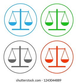 Scales of justice. Icon set. Vector.