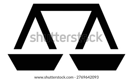 Scales of justice icon, simple black symbol of law, legal system, and balance, isolated on a white background, vector illustration for design.