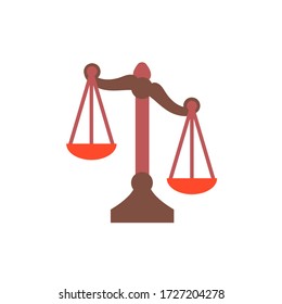 Scales Justice icon. Trendy flat style for graphic design, web-site. Stock Vector illustration.