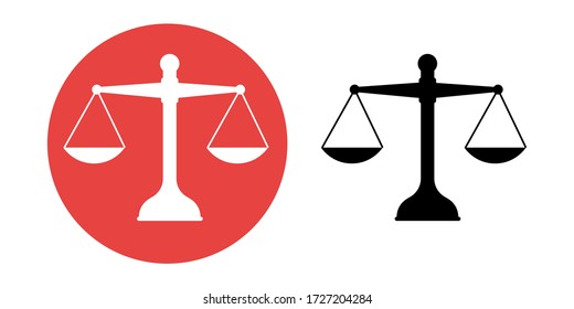 Scales Justice icon. Trendy flat style for graphic design, web-site. Stock Vector illustration.