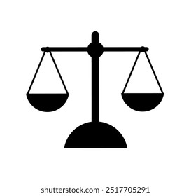 Vector del icono de las escalas de la justicia en el fondo blanco