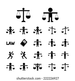 scales justice icon vector set 