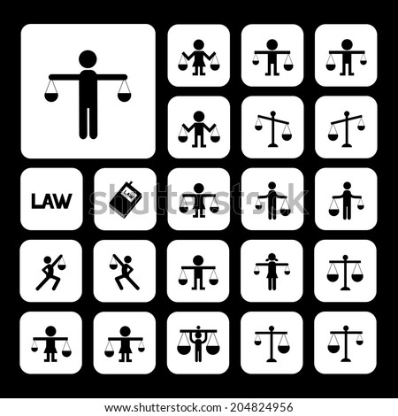 scales justice icon vector set 