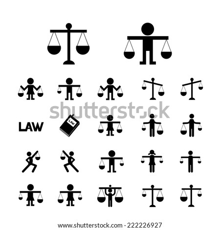 scales justice icon vector set 