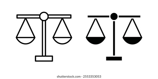 Scales of justice icons in black filled and outlined style