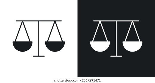 Scales of justice icons in solid black and white colors