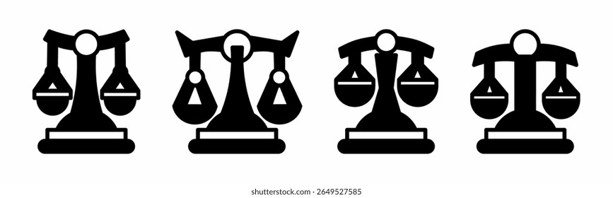 Escalas de ilustração da justiça. Escalas do conjunto de vetores de ícones de justiça. Design para empresas. Vetor de estoque.