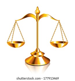 Scales Of Justice Isolated On White Vector Illustration