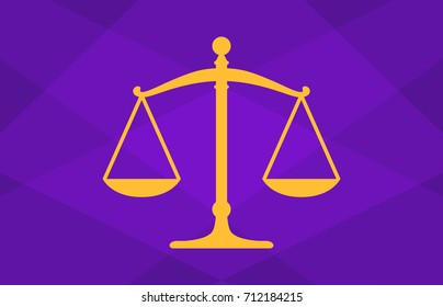 Scales of justice or lawsuit legal case in a court of law flat vector illustration for  websites