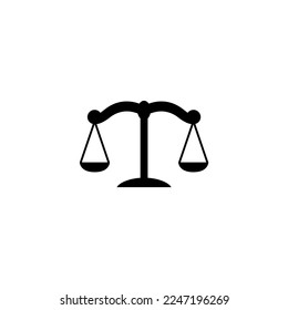 Scales of Justice, Libra Law, Judgment Balance. Flat Vector Icon illustration. Simple black symbol on white background. Scales of Justice, Libra Law sign design template for web and mobile UI element.