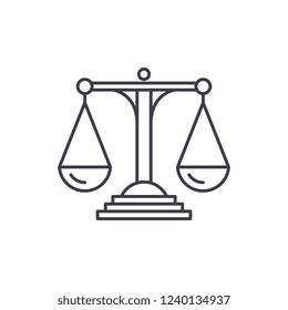 Scales of justice line icon concept. Scales of justice vector linear illustration, symbol, sign