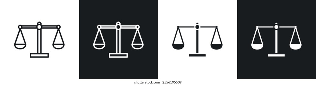 Scales of justice linear icon set for app, and web design.