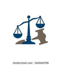 las escalas de diseño del logotipo de la justicia vectorial para los servicios de abogados y de abogados de los bufete de abogados
