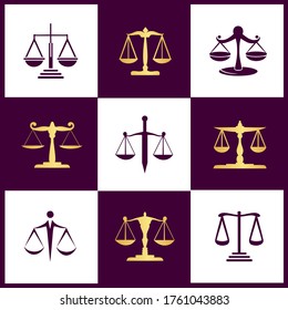 Scales of justice logo vector set