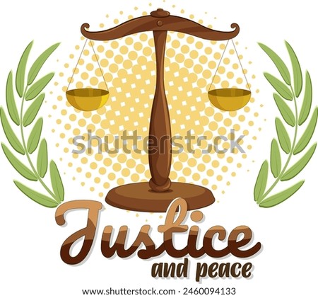 Scales of justice with olive branches on sides