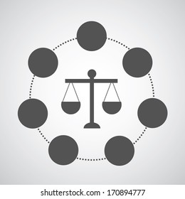 scales of justice on gray background 