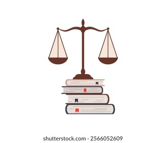 Scales of Justice on Law Books Illustration