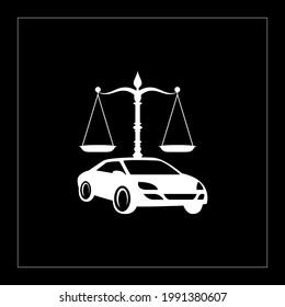 scales of justice on the machine. white logo for a lawyer or car insurer