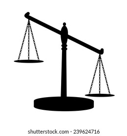 Scales of justice on a white background