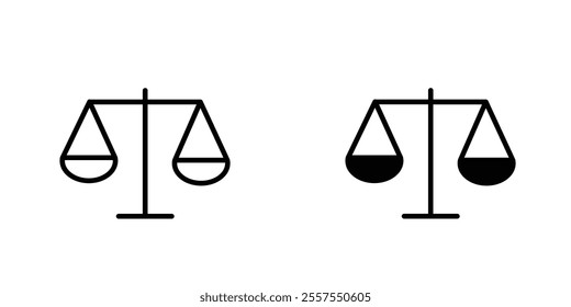 Scales of justice outlined and solid icon vector collection.