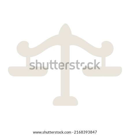 Scales of justice semi flat color vector object. Legal system. Judicial branch. Balanced scales. Full sized item on white. Simple cartoon style illustration for web graphic design and animation