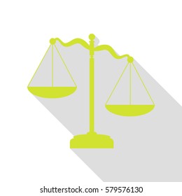 Scales of Justice sign. Pear icon with flat style shadow path.