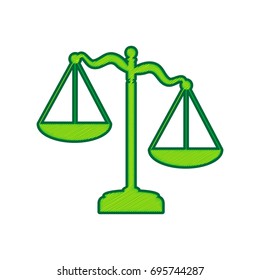 Scales of Justice sign. Vector. Lemon scribble icon on white background. Isolated