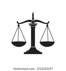 Escalas de justiça silhueta vetor plano ilustração design em fundo branco