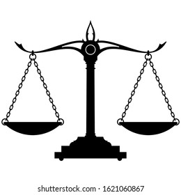 Scales of justice silhouette vector illustration isolated