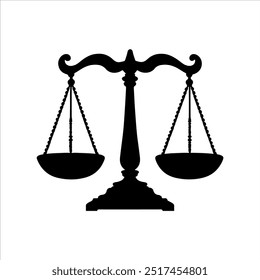 Scales of justice silhouette vector illustration design on white background.