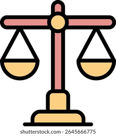 Escalas De Justiça Ícone Vetor Lei E Justiça, Estilo Vetor Ícone De Cor Lineal.	