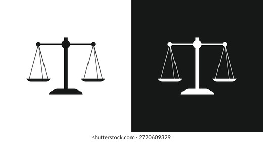 Scales of justice vector icon set in black and white silhouette for law, court, and legal system concepts