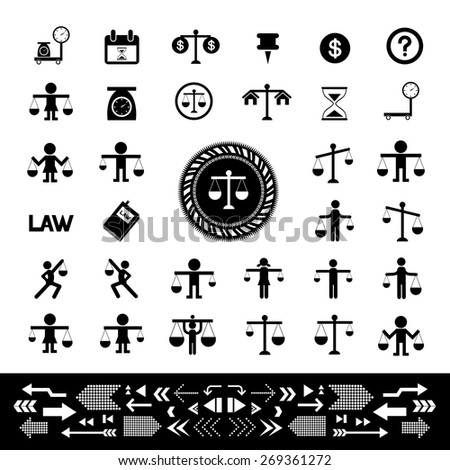 scales justice vector  icon set 