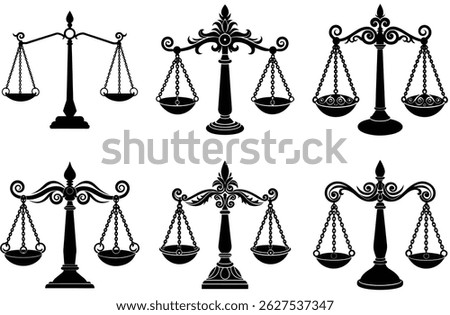 Scales of justice vector icon symbolizes legal balance in court