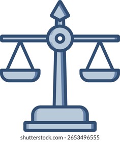 Escalas de ícone de vetor Justiça com fundo transparente. Design de cor azul alterável.