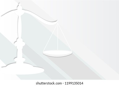 Scales of justice vector. Law concept background illustration. Paper cut style design.