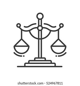 Scales of Justice vector line design single isolated icon, pictogram