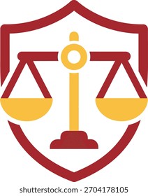 Scales of justice within a shield symbolizing legal protection and fairness