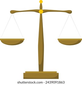 Scales of Justice. Wooden scales balance
sign. Astrological zodiac sign Libra. justice
symbolising the measure of a case's
support and opposition. illustration vector
graphic of justice, scales, law.