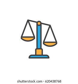 Scales, libra filled outline line icon, line vector sign, linear colorful pictogram isolated on white. Symbol, logo illustration. Editable stroke. Pixel perfect