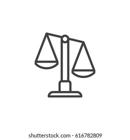 Scales, libra line icon, outline vector sign, linear style pictogram isolated on white. Symbol, logo illustration. Editable stroke. Pixel perfect