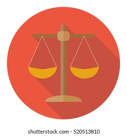Scales long shadow flat icon vector illustration.