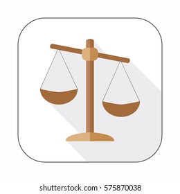 Scales long shadow flat icon vector illustration.