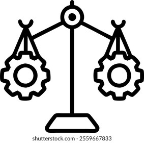 Scales made of gears balancing in air isolated on white background concept as A vector illustration of scales constructed from gears floating in mid air symbolizing the balance between teamwork and fa