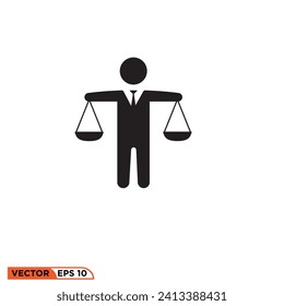 Scales man justice icon vector graphic of template 