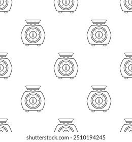 scales measuring vector seamless pattern, outline kitchen tools